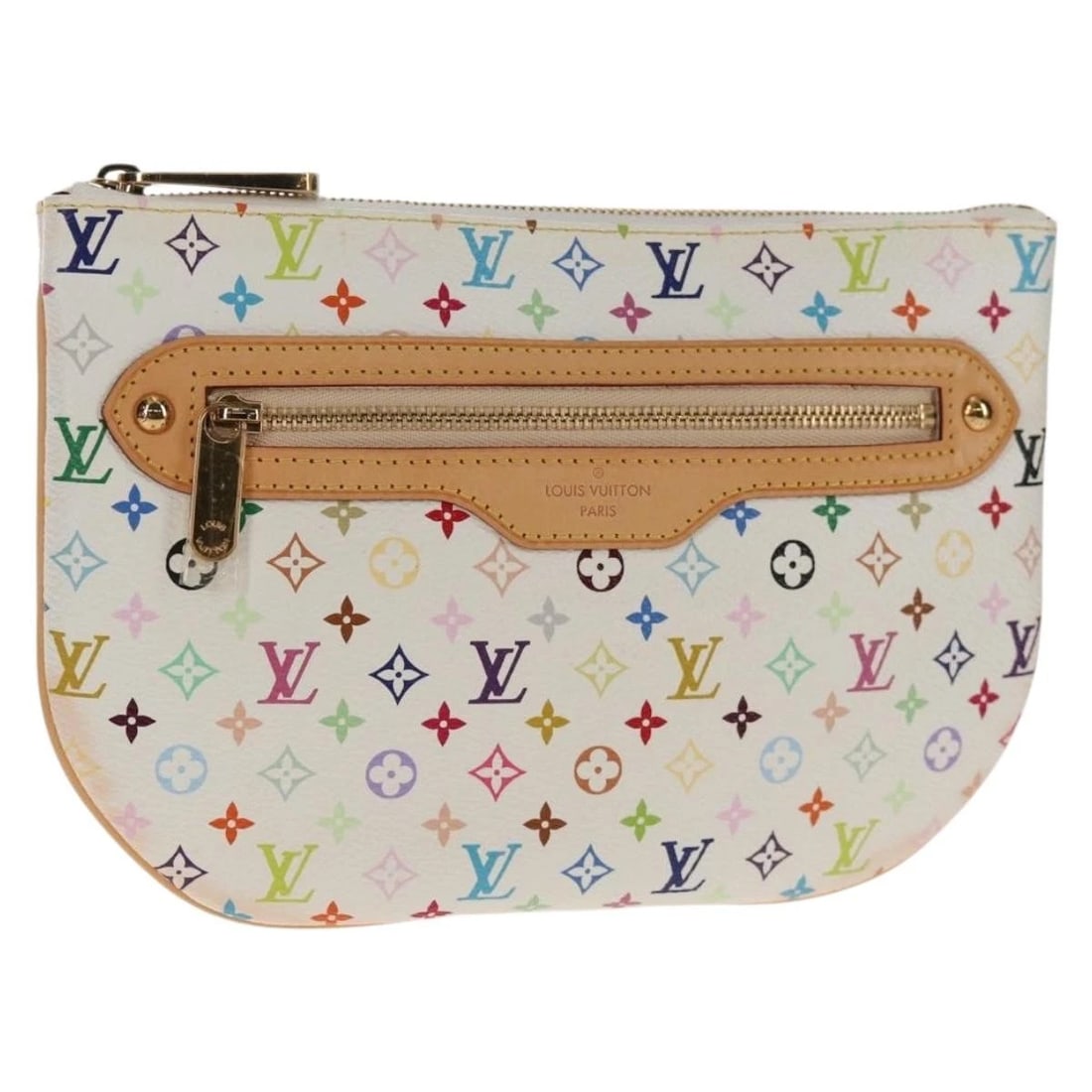 LOUIS VUITTON MONOGRAM MULTICOLOR POCHETTE GM POUCH WHITE: LOUIS VUITTON Monogram Multicolor Pochette GM Pouch White Brand: LOUIS VUITTON Type: Accessory Pouch Material: Monogram Multicolor Canvas Color: White Size: W8.5 x H5.9 x D0.6inch(Approx) Accesso