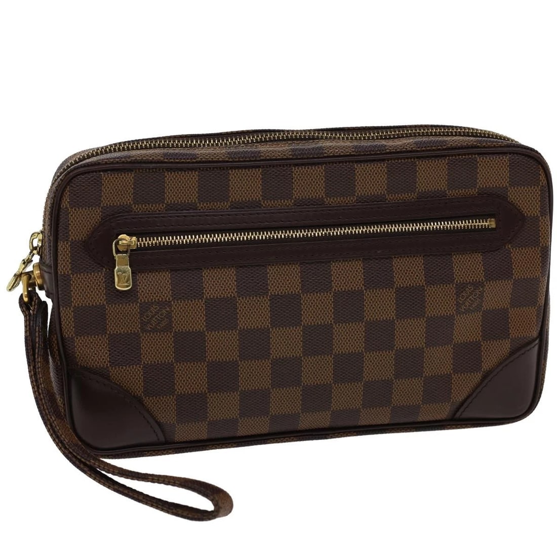 LOUIS VUITTON DAMIER EBENE MARLY DRAGONNE GM CLUTCH BAG: LOUIS VUITTON Damier Ebene Marly Dragonne GM Clutch Bag Brand: LOUIS VUITTON Type: Clutch Bag Material: Damier Ebene Canvas Color: Damie Ebene Size: W10.2 x H5.9 x D1.8inch(Approx) Accessories: N