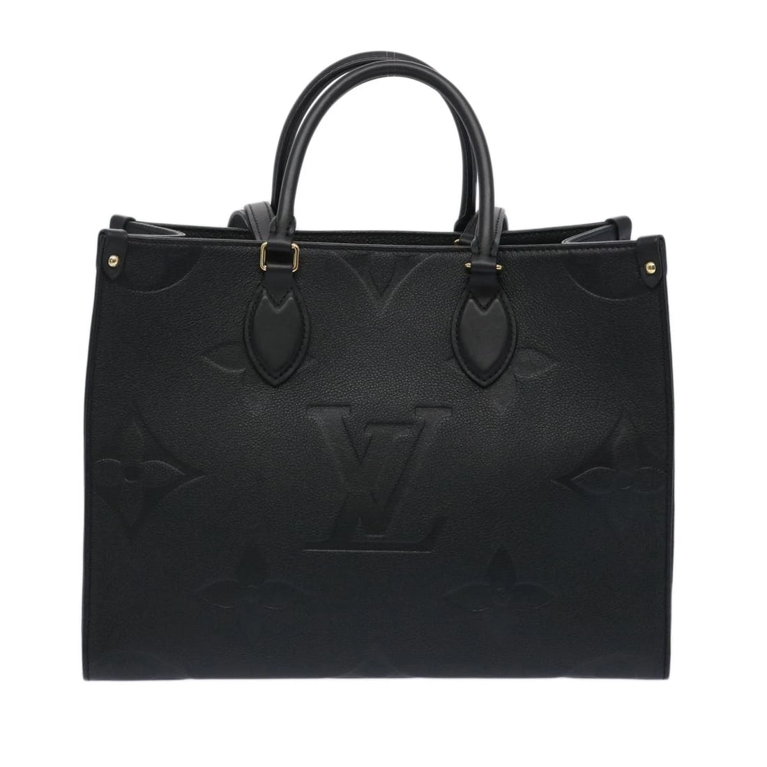 LOUIS VUITTON MONOGRAM EMPREINTE ON THE GO MM TOTE BAG: LOUIS VUITTON Monogram Empreinte On the Go MM Tote Bag Brand: LOUIS VUITTON Type: Tote Bag Material: Monogram Empreinte Leather Color: Black Size: W13.4 x H10.2 x D5.9inch(Approx) Shoulder Drop:10