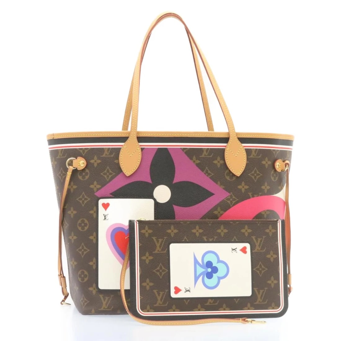 LOUIS VUITTON MONOGRAM GAME ON NEVERFULL MM TOTE BAG: LOUIS VUITTON Monogram Game On Neverfull MM Tote Bag Brand: LOUIS VUITTON Type: Tote Bag Material: None Color: Monogram Size: W12.6 x H11.8 x D6.7inch(Approx) Handle Drop:8.7inch(Approx) 