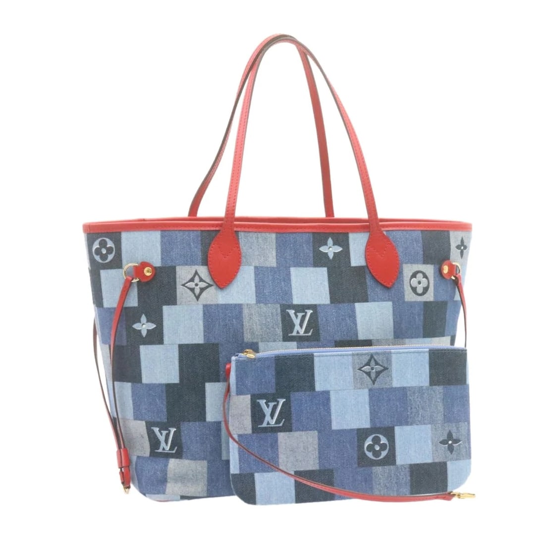 LOUIS VUITTON MONOGRAM DENIM NEVERFULL MM TOTE BAG: LOUIS VUITTON Monogram Denim Neverfull MM Tote Bag Brand: LOUIS VUITTON Type: Tote Bag Material: Canvas Color: Blue Size: W12.6 x H18.1 x D11.8inch(Approx) Accessories: None Accessories No