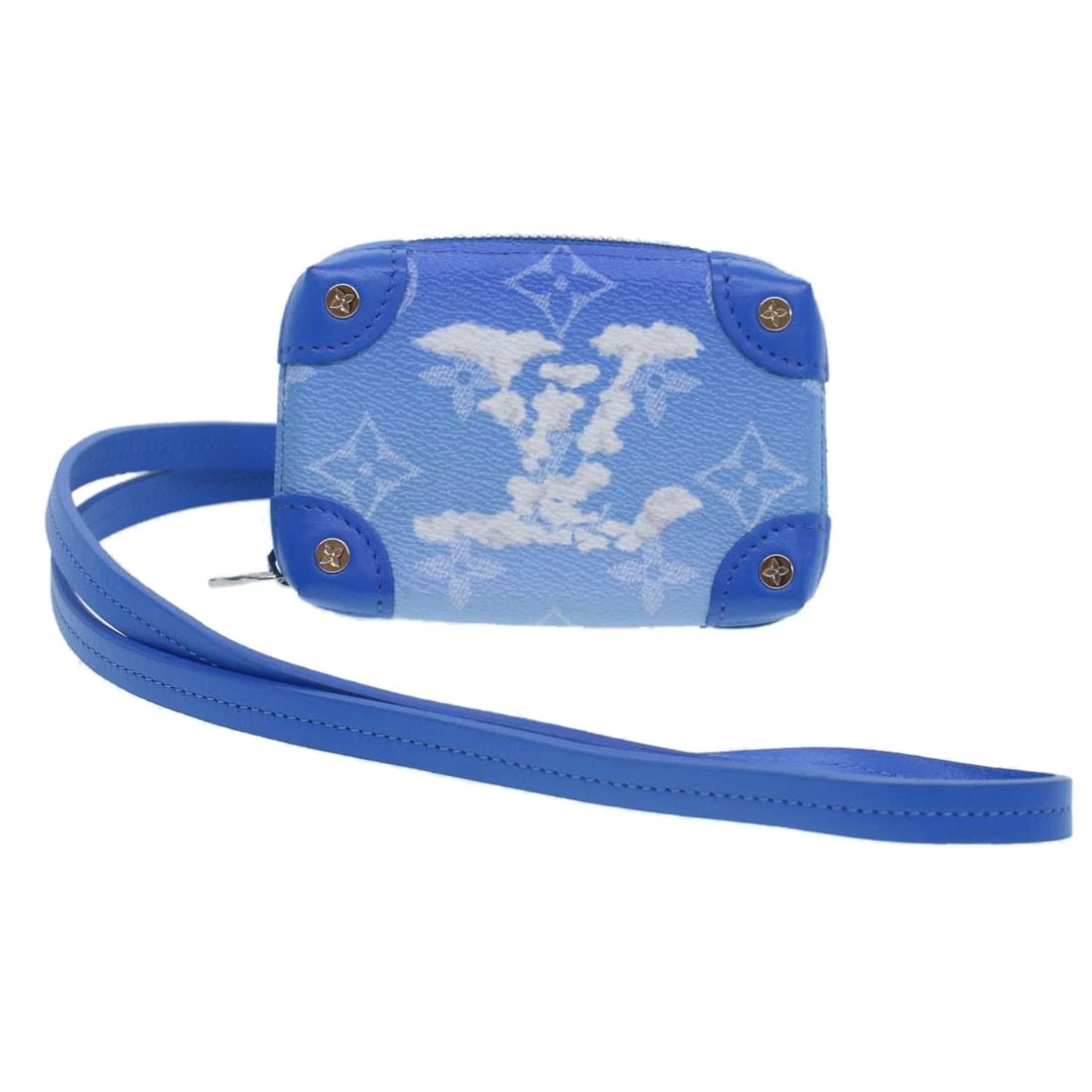 LOUIS VUITTON MONOGRAM CLOUDS SOFT TRUNK POUCH: LOUIS VUITTON Monogram Clouds Soft Trunk Pouch Brand: LOUIS VUITTON Type: Pouch Material: PVC Leather/Monogram Canvas Color: Blue/White Size: W4.3 x H2.8 x D1.2inch(Approx) Accessories: None <