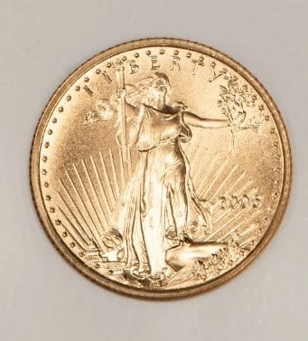2006 G$5 1/10 OZ GOLD AMERICAN EAGLE: 2006 G$5 1/10 oz Gold American Eagle Brand/Mint: U.S. Mint Year: 2006 Fineness: 0.9167 Country of Origin: United States Accessories: None Accessories Notice: When purchasing pre-owned goods, pleas