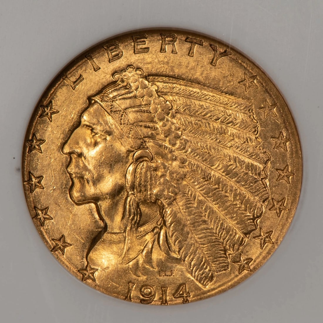 1914-D G$2.50 INDIAN HEAD GOLD QUARTER EAGLE: 1914-D G$2.50 Indian Head Gold Quarter Eagle Brand/Mint: U.S. Mint Year: 1914 Fineness: 0.9 Country of Origin: United States Accessories: None Accessories Notice: When purchasing pre-owned goods,