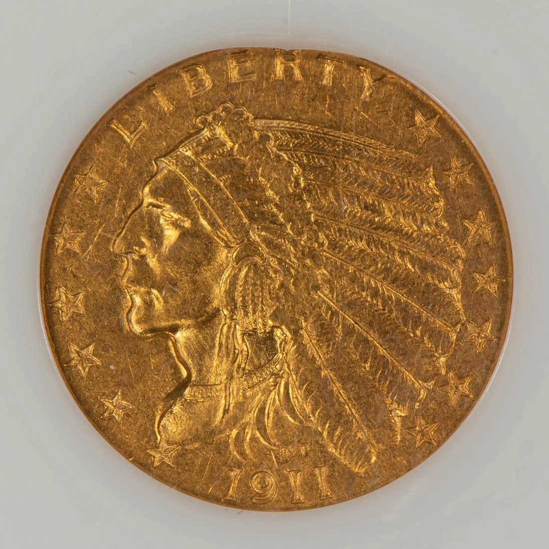 1911 G$2.50 INDIAN HEAD GOLD QUARTER EAGLE: 1911 G$2.50 Indian Head Gold Quarter Eagle Brand/Mint: U.S. Mint Year: 1911 Fineness: 0.9 Country of Origin: United States Accessories: None Accessories Notice: When purchasing pre-owned goods, pl
