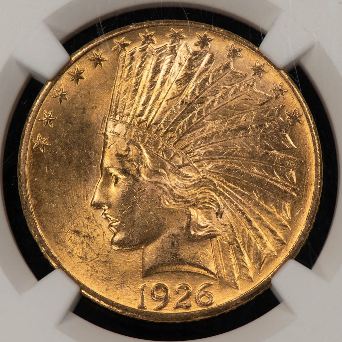 1926 G$10 INDIAN HEAD GOLD EAGLE: 1926 G$10 Indian Head Gold Eagle Brand/Mint: U.S. Mint Year: 1926 Fineness: 0.9 Country of Origin: United States Accessories: None Accessories Notice: When purchasing pre-owned goods, please refer