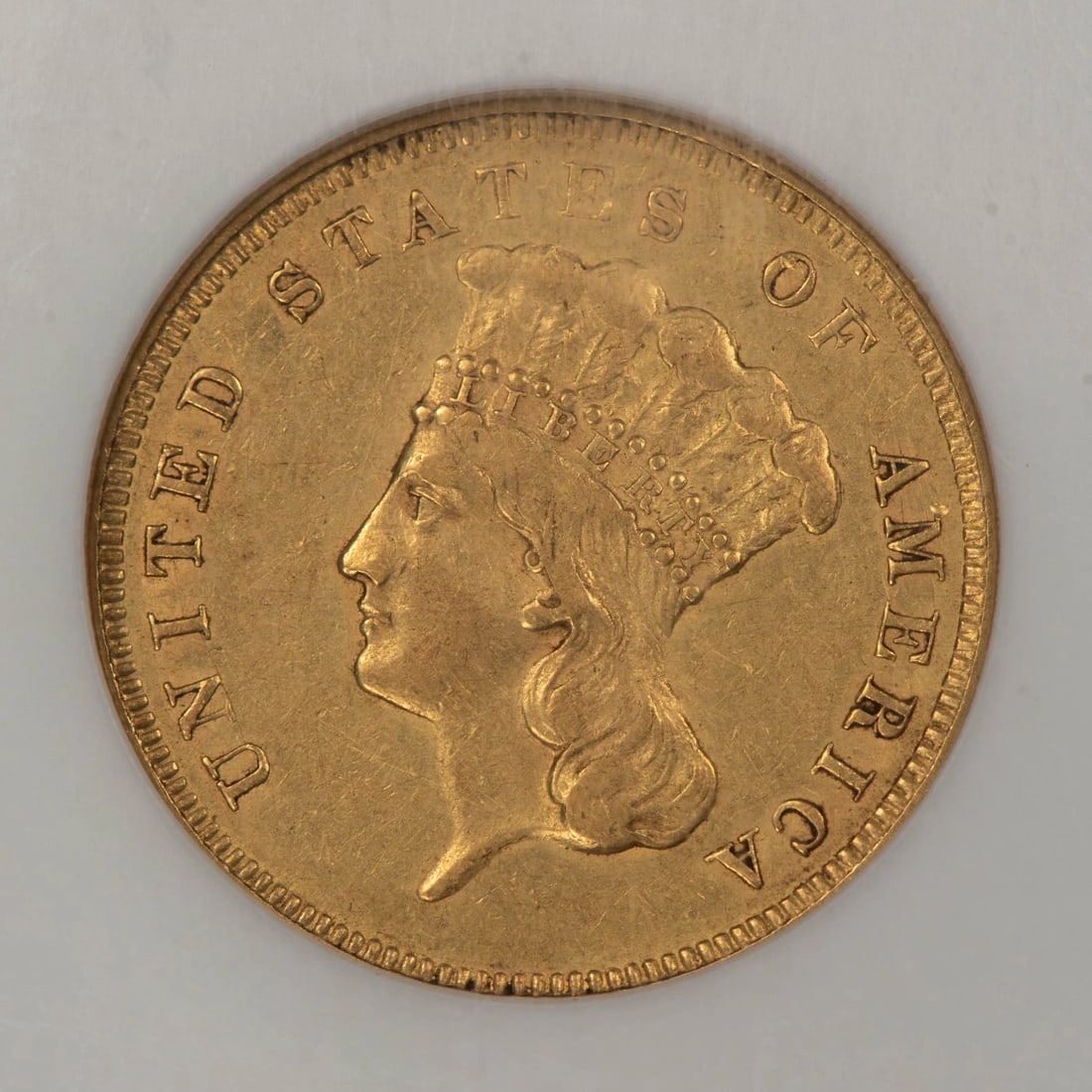 1855 G$3 INDIAN PRINCESS HEAD THREE DOLLAR GOLD PIECE (1 of 2)