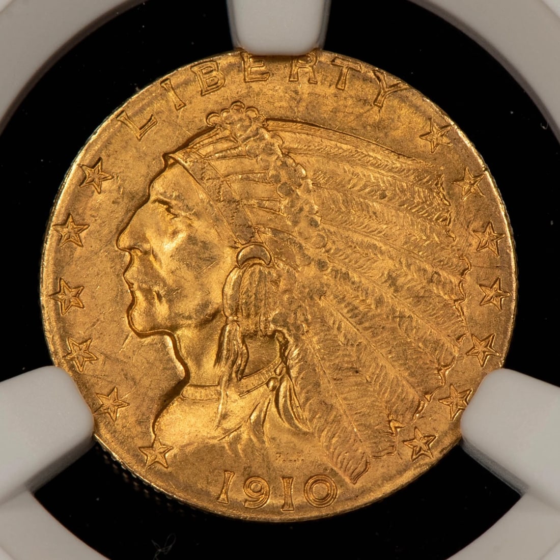 1910 G$2.50 INDIAN HEAD GOLD QUARTER EAGLE: 1910 G$2.50 Indian Head Gold Quarter Eagle Brand/Mint: U.S. Mint Year: 1910 Fineness: 0.9 Country of Origin: United States Accessories: None Accessories Notice: When purchasing pre-owned goods, pl