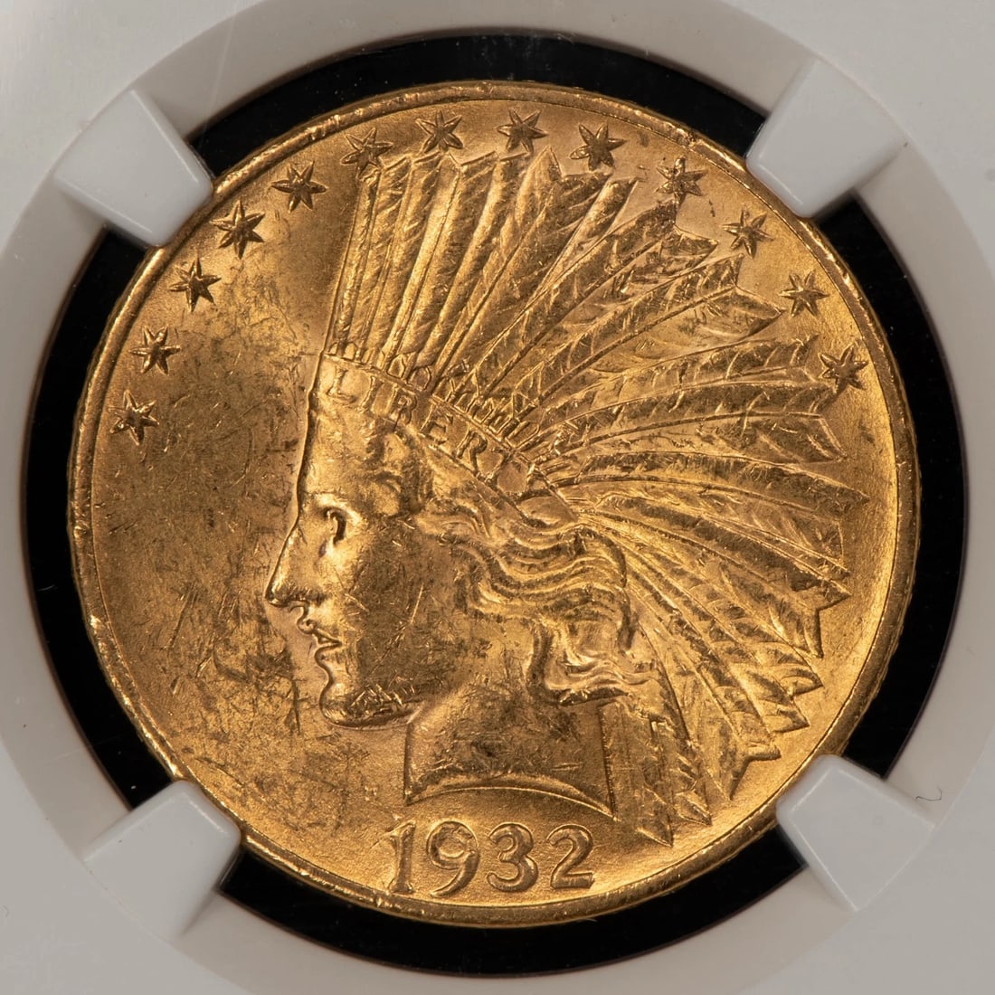1932 G$10 INDIAN HEAD GOLD EAGLE: 1932 G$10 Indian Head Gold Eagle Brand/Mint: U.S. Mint Year: 1932 Fineness: 0.9 Country of Origin: United States Accessories: None Accessories Notice: When purchasing pre-owned goods, please refer