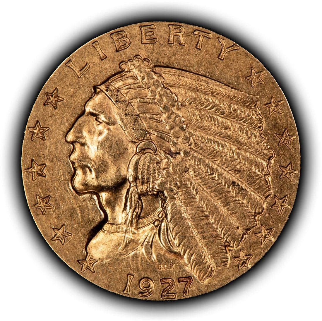 1927 G$2.50 INDIAN HEAD GOLD QUARTER EAGLE: 1927 G$2.50 Indian Head Gold Quarter Eagle Brand/Mint: U.S. Mint Year: 1927 Fineness: 0.9 Country of Origin: United States Accessories: None Accessories Notice: When purchasing pre-owned goods, pl