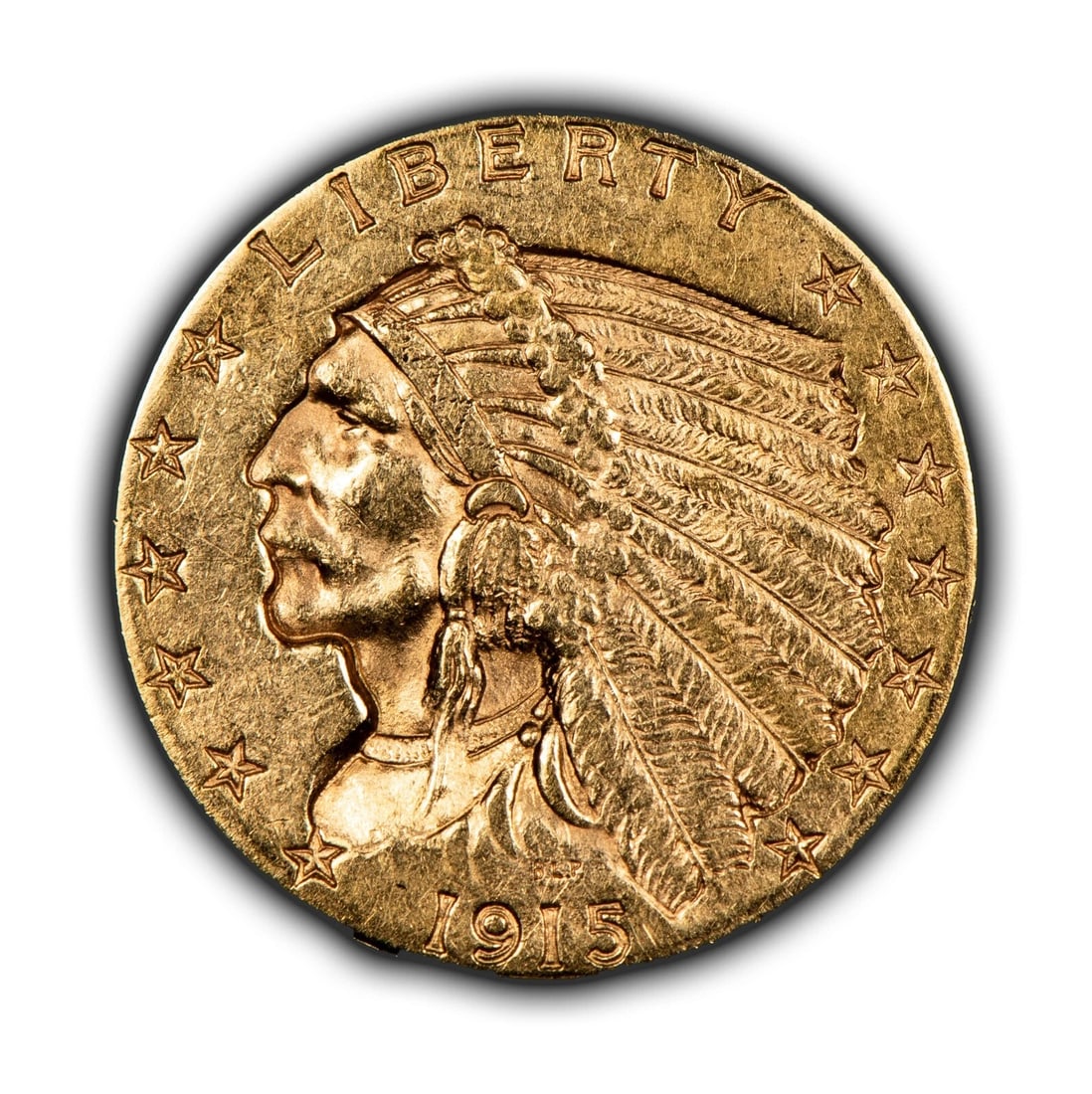1915 G$2.50 INDIAN HEAD GOLD QUARTER EAGLE: 1915 G$2.50 Indian Head Gold Quarter Eagle Brand/Mint: U.S. Mint Year: 1915 Fineness: 0.9 Country of Origin: United States Accessories: None Accessories Notice: When purchasing pre-owned goods, pl