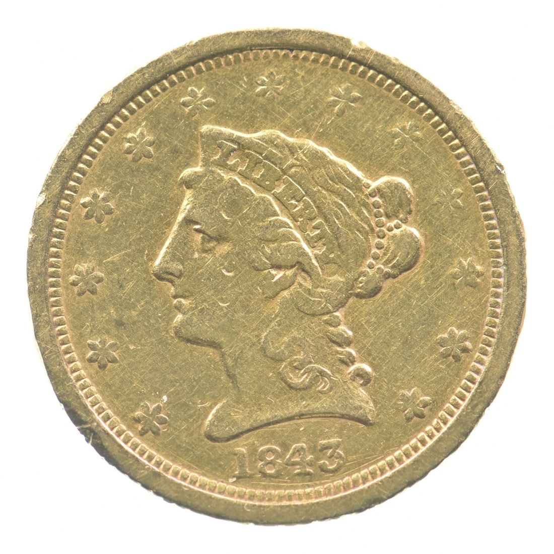 1843-O $2.50 LIBERTY HEAD GOLD QUARTER EAGLE (1 of 2)