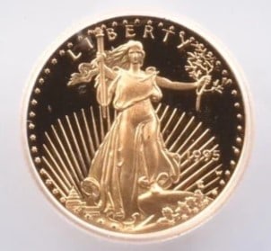 1995-W $5 AMERICAN GOLD EAGLE: 1995-W $5 American Gold Eagle Brand/Mint: None Year: 1995 Fineness: None Denomination: $5 Country of Origin: United States Accessories: None Accessories Notice: When purchasing pre-owned g