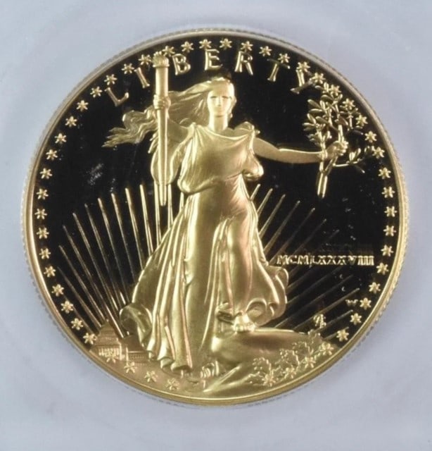 1988-W $50 AMERICAN GOLD EAGLE: 1988-W $50 American Gold Eagle Brand/Mint: None Year: 1988 Fineness: None Denomination: $50 Country of Origin: United States Accessories: None Accessories Notice: When purchasing pre-owned
