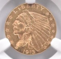 1913 $2.50 INDIAN HEAD GOLD QUARTER EAGLE (1 of 2)