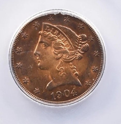 1904 $5 LIBERTY HEAD GOLD HALF EAGLE (1 of 2)
