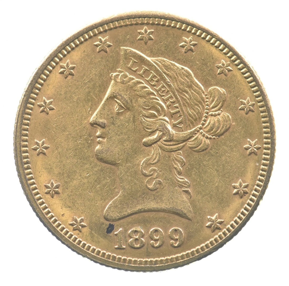 1899-O $10 LIBERTY HEAD GOLD EAGLE: 1899-O $10 Liberty Head Gold Eagle Brand/Mint: None Year: 1899 Fineness: None Denomination: $10 Country of Origin: United States Accessories: None Accessories Notice: When purchasing pre-o