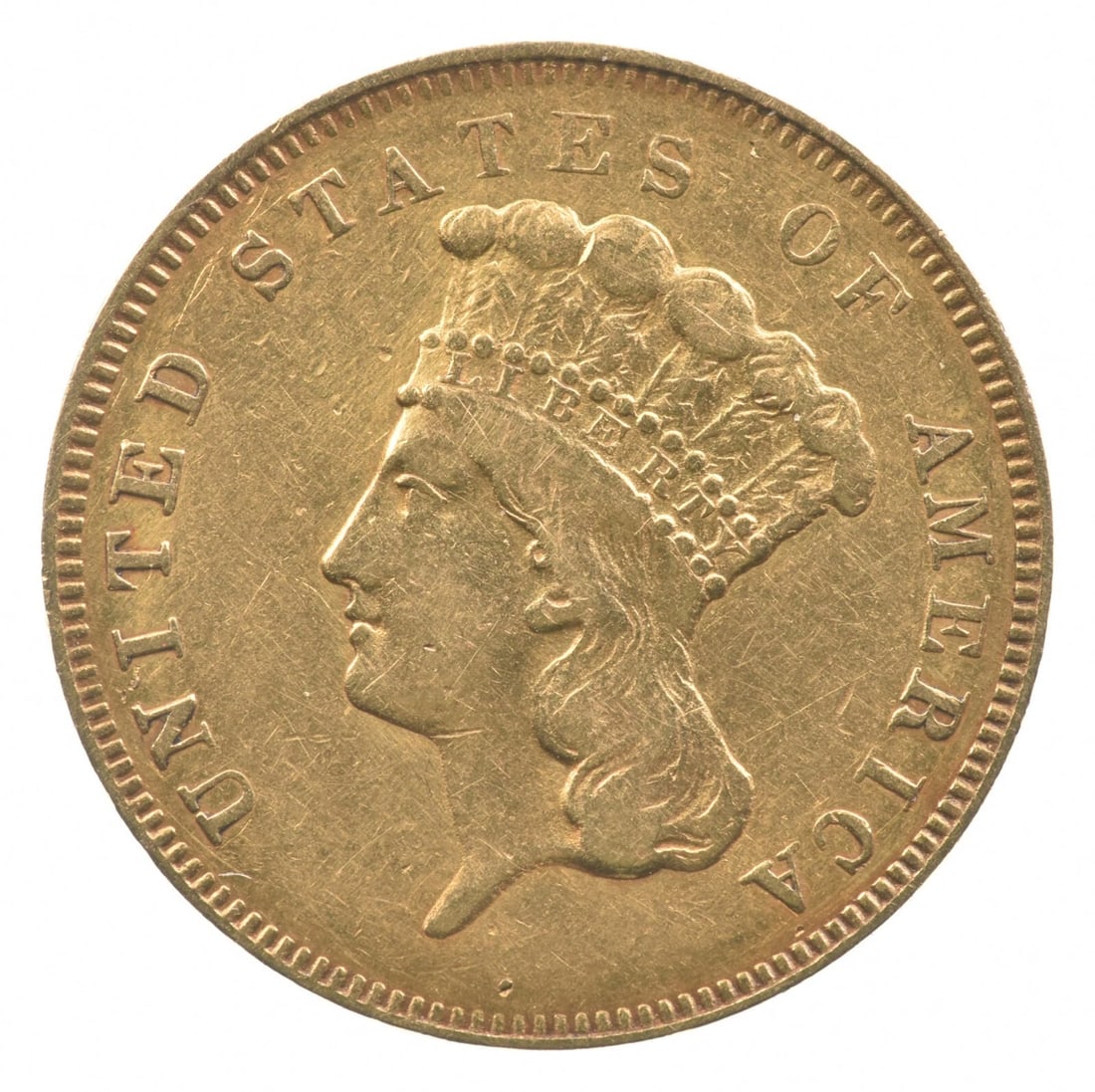 1857 $3 INDIAN PRINCESS HEAD GOLD (1 of 2)