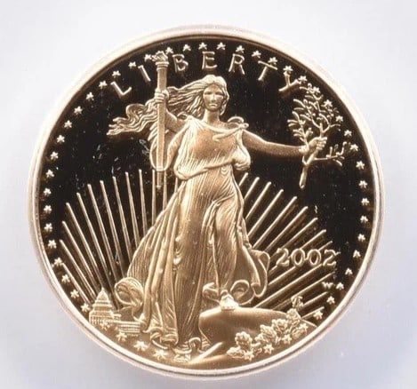 2002-W $10 AMERICAN GOLD EAGLE: 2002-W $10 American Gold Eagle Brand/Mint: None Year: 2002 Fineness: None Denomination: $10 Country of Origin: United States Accessories: None Accessories Notice: When purchasing pre-owned