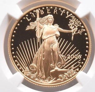 2006-W $25 AMERICAN GOLD EAGLE MERCANTI: 2006-W $25 American Gold Eagle Mercanti Brand/Mint: None Year: 2006 Fineness: None Denomination: $25 Country of Origin: United States Accessories: None Accessories Notice: When purchasing