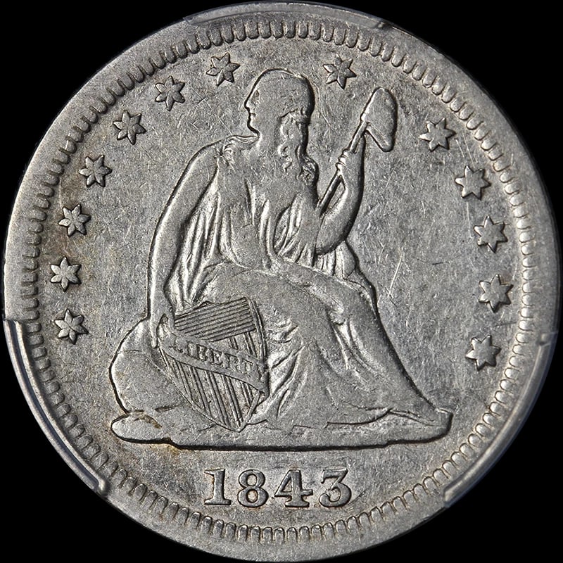 1843-O SEATED LIBERTY QUARTER (1 of 2)