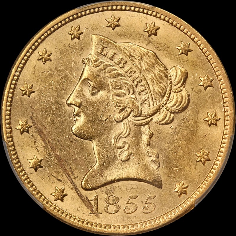 1855-P LIBERTY GOLD $10 (1 of 2)