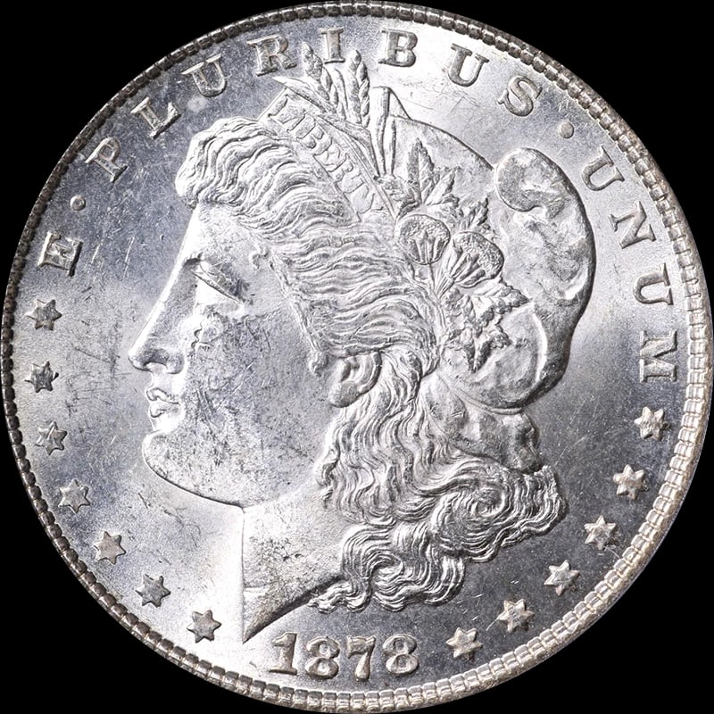 1878-P 7TF REV 79 MORGAN SILVER DOLLAR: 1878-P 7TF Rev 79 Morgan Silver Dollar Year: 1878 Fineness: 0.9 Composition: Silver Denomination: None Country of Origin: United States Accessories: None Accessories Notice: When purchasin