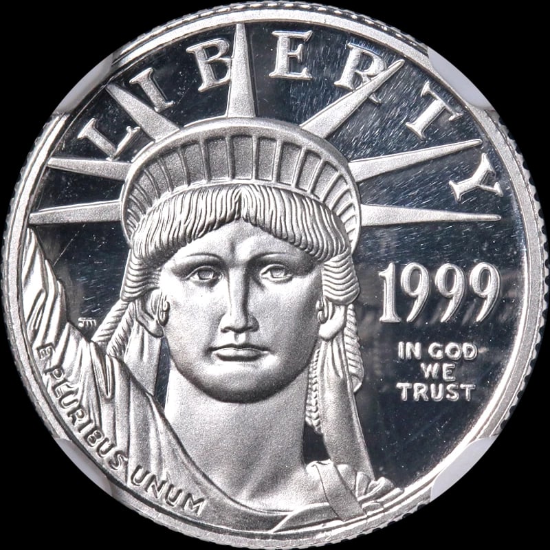 1999-W PLATINUM AMERICAN EAGLE $10: 1999-W Platinum American Eagle $10 Year: 1999 Fineness: 0.9995 Composition: Platinum Denomination: $10 Country of Origin: United States Accessories: None Accessories Notice: When purchasing