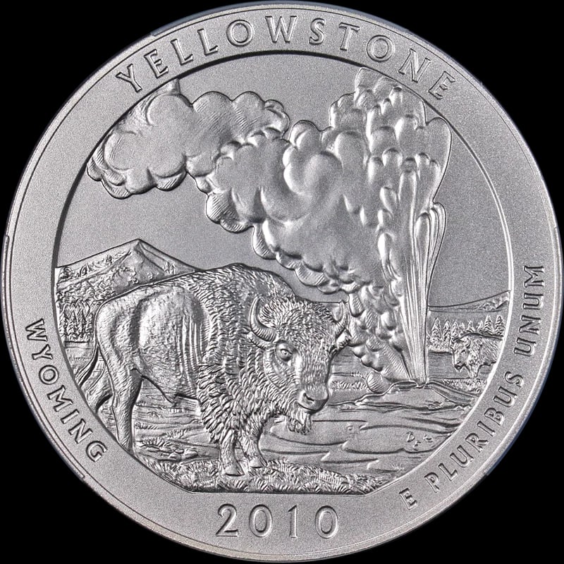 2010-P YELLOWSTONE NATIONAL PARK: 2010-P Yellowstone National Park Year: 2010 Fineness: 0.999 Composition: Silver Denomination: None Country of Origin: United States Accessories: None Accessories Notice: When purchasing