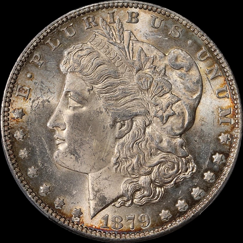 1879-O MORGAN SILVER DOLLAR: 1879-O Morgan Silver Dollar Year: 1879 Fineness: 0.9 Composition: Silver Denomination: None Country of Origin: United States Accessories: None Accessories Notice: When purchasing pre-owned