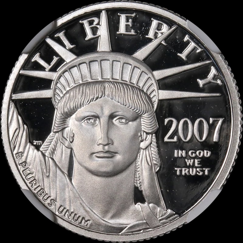 2007-W PLATINUM AMERICAN EAGLE $25: 2007-W Platinum American Eagle $25 Year: 2007 Fineness: 0.9995 Composition: Platinum Denomination: $25 Country of Origin: United States Accessories: None Accessories Notice: When purchasing