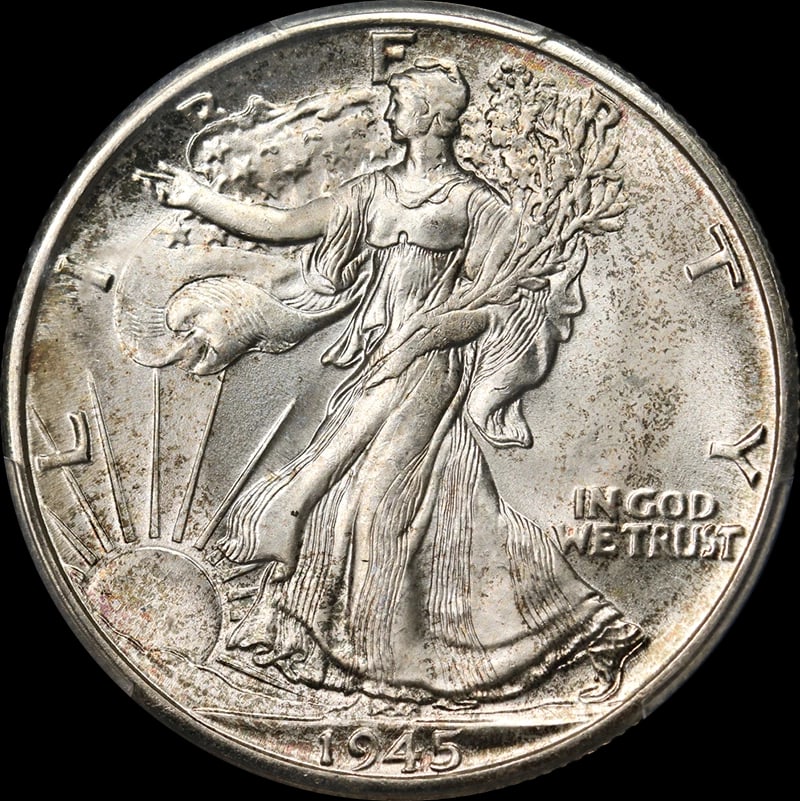 1945-D WALKING LIBERTY HALF SUPERB EYE APPEAL STRONG STRIKE (1 of 2)
