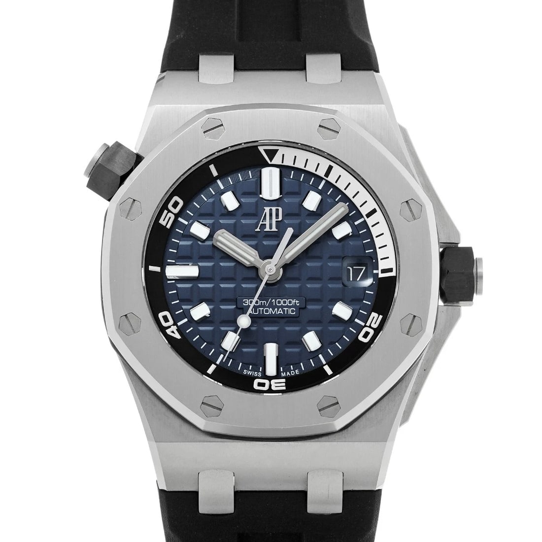 AUDEMARS PIGUET ROYAL OAK BLUE WATCH: AUDEMARS PIGUET Royal Oak blue WATCH Brand: AUDEMARS PIGUET Type: Wristwatch Material: Band Material rubber, Case Material Stainless steel Color: Dial Color blue Band Color black Size: ??Case? H/a