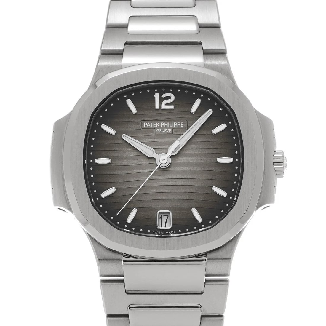 PATEK PHILIPPE SMOKE GRAY WATCH: PATEK PHILIPPE Smoke gray WATCH Brand: PATEK PHILIPPE Type: Wristwatch Material: Band Material Stainless steel, Case Material Stainless steel Color: Dial Color Smoke gray Size: ??Case? H/about 35.