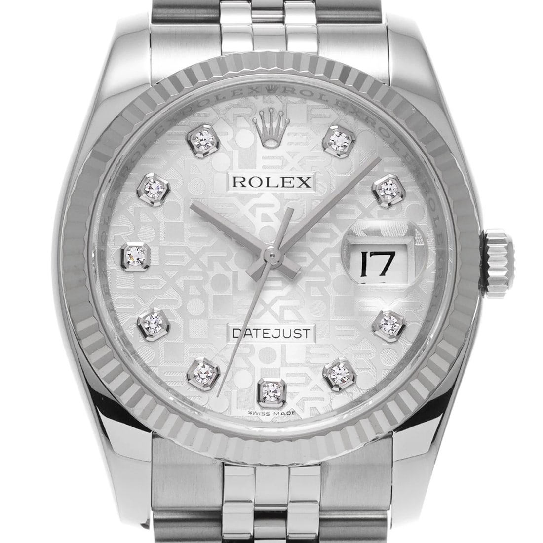 ROLEX DATEJUST SILVER COMPUTER DIAMOND WATCH - 4