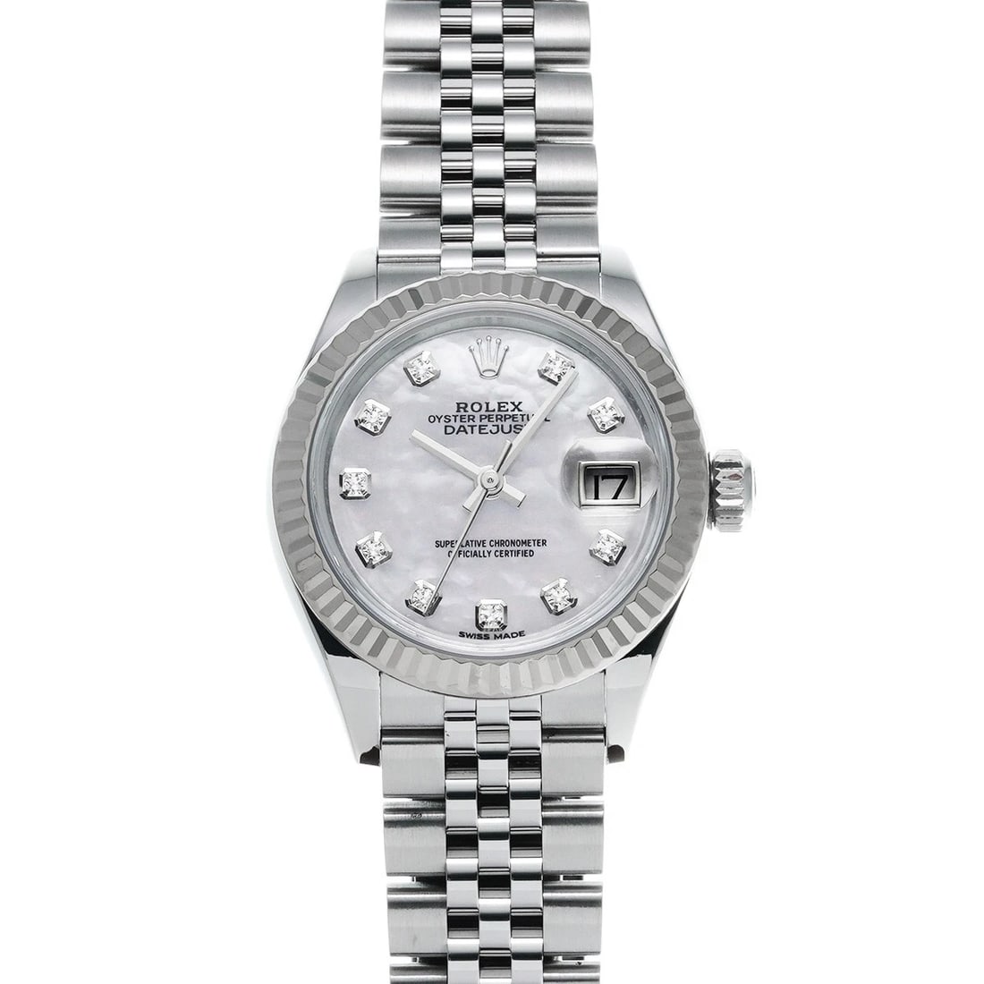 ROLEX DATEJUST WHITE SHELL DIAMOND WATCH: ROLEX Datejust White shell diamond WATCH Brand: ROLEX Type: Wristwatch Material: Band Material Stainless steel, Case Material Stainless steel Color: Dial Color White shell/diamond Size: ??Case? H/
