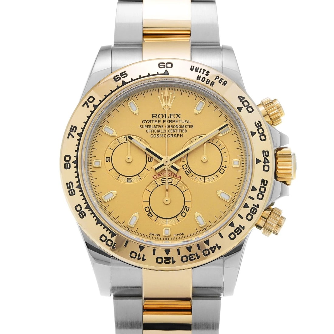 ROLEX COSMOGRAPH DAYTONA CHAMPAGNE WATCH: ROLEX Cosmograph Daytona Champagne WATCH Brand: ROLEX Type: Wristwatch Material: Band Material Stainless steel/Yellow Gold, Case Material Stainless steel Color: Dial Color Champagne Size: