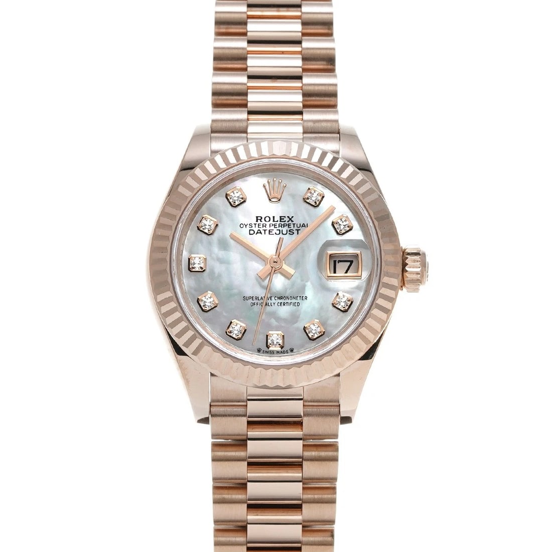 ROLEX DATEJUST WHITE SHELL DIAMOND WATCH (1 of 4)