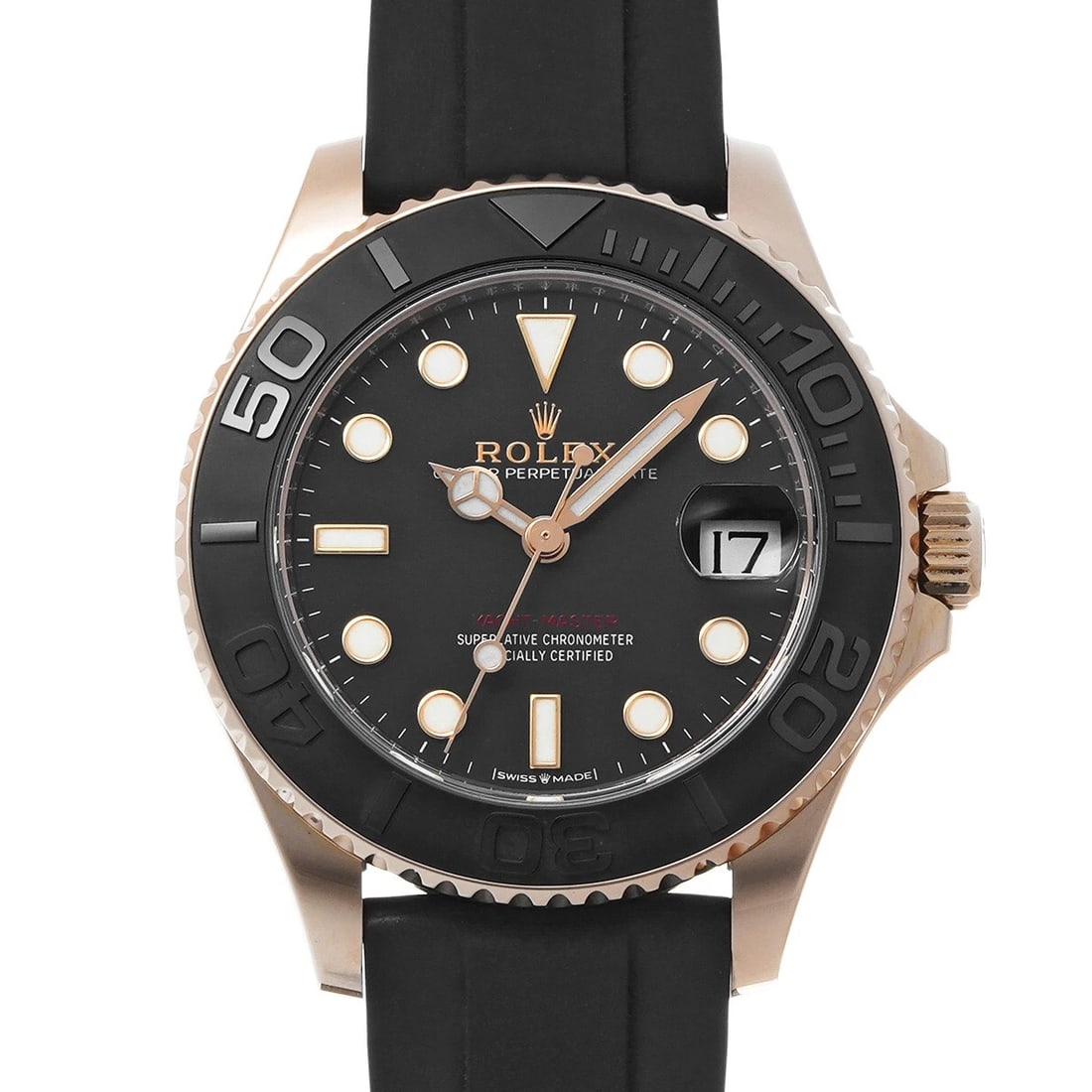 ROLEX YACHT MASTER BLACK WATCH: ROLEX Yacht Master black WATCH Brand: ROLEX Type: Wristwatch Material: Band Material rubber, Case Material Everrose gold Color: Dial Color black Size: ??Case? H/about 37mm W/about 37mm D/about 11mm lu