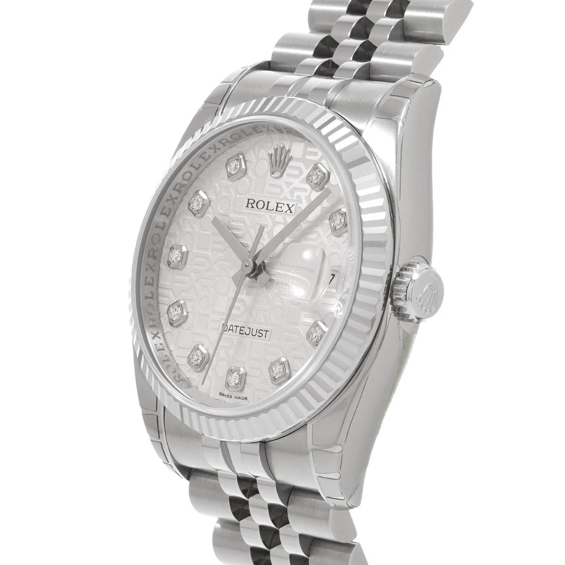 ROLEX DATEJUST SILVER COMPUTER DIAMOND WATCH - 2