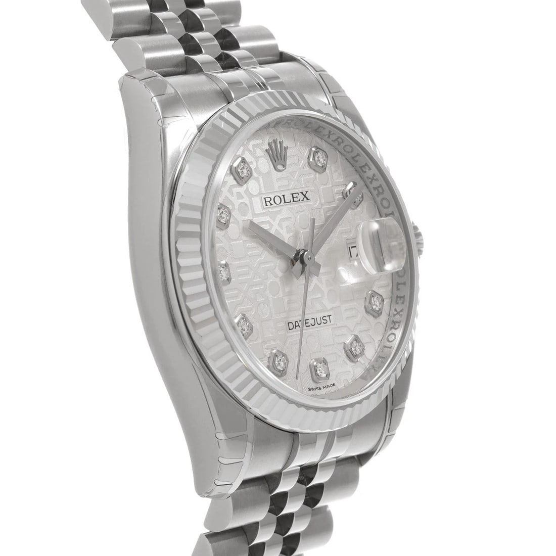 ROLEX DATEJUST SILVER COMPUTER DIAMOND WATCH - 3