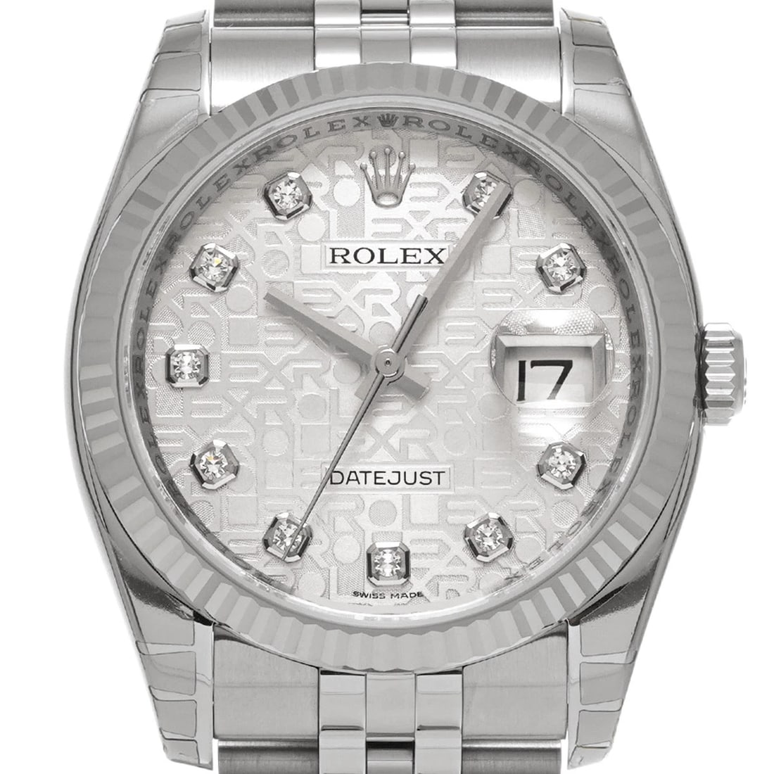 ROLEX DATEJUST SILVER COMPUTER DIAMOND WATCH - 4