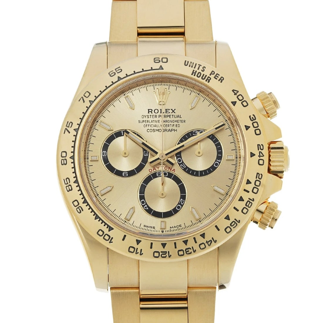 ROLEX COSMOGRAPH DAYTONA GOLDEN WATCH: ROLEX Cosmograph Daytona Golden WATCH Brand: ROLEX Type: Wristwatch Material: Band Material Yellow Gold, Case Material Yellow Gold Color: Dial Color Golden Size: ??Case? H/about 40mm W/about