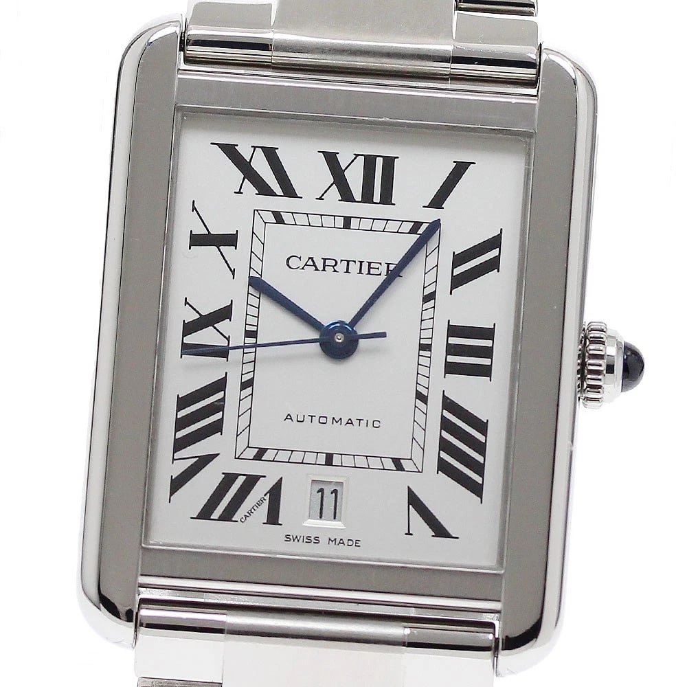 CARTIER TANK SOLO DATE SILVER AUTOMATIC WATCH: CARTIER Tank solo Date Silver Automatic Watch Brand: CARTIER Type: Wristwatch Material: Band Material Stainless Steel, Case Material Stainless Steel / Stainless Steel Color: Band Color Silver,