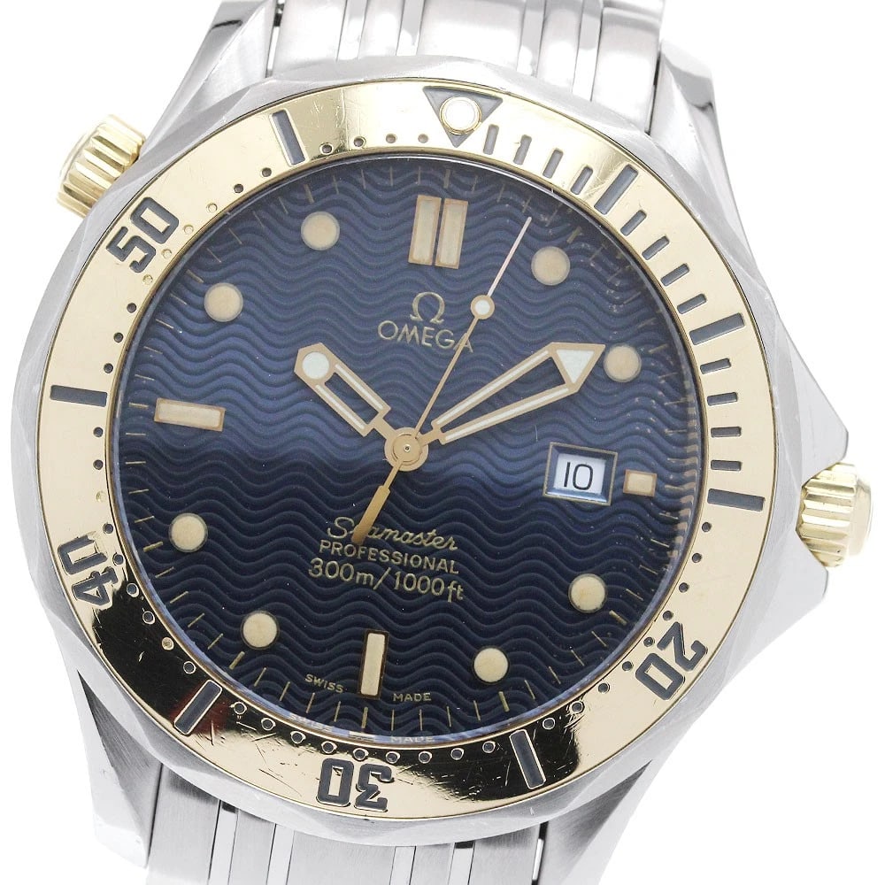 OMEGA SEAMASTERDATE NAVY DIAL QUARTZ WATCH: OMEGA SeamasterDate Navy Dial Quartz Watch Brand: OMEGA Type: Wristwatch Material: Band Material Stainless Steel, Case Material Stainless Steel / Stainless Steel Color: Band Color Silver, Dial
