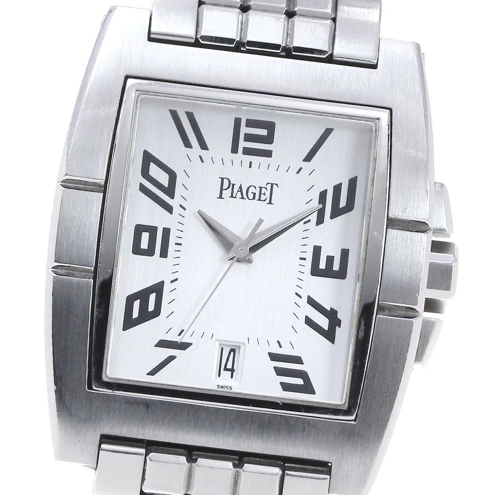 PIAGET DATE SILVER AUTOMATIC WATCH: PIAGET Date Silver Automatic Watch Brand: PIAGET Type: Wristwatch Material: Band Material Stainless Steel, Case Material Stainless Steel / Stainless Steel Color: Band Color Silver, Dial Color