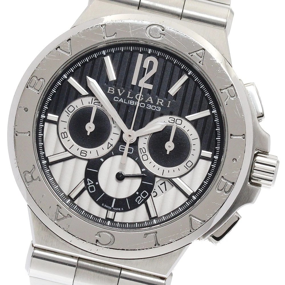 BVLGARI DIAGONO CARIBILLO CHRONOGRAPH AUTOMATIC WATCH: BVLGARI Diagono Caribillo Chronograph Automatic Watch Brand: BVLGARI Type: Wristwatch Material: Band Material Stainless Steel, Case Material stainless Steel /stainless steel Color: Band Color Silve