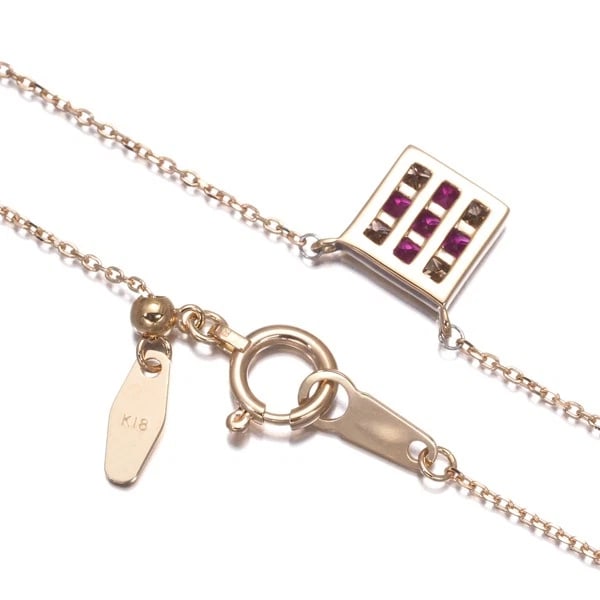 NECKLACE RUBY BROWN DIAMOND SQUARE - 3