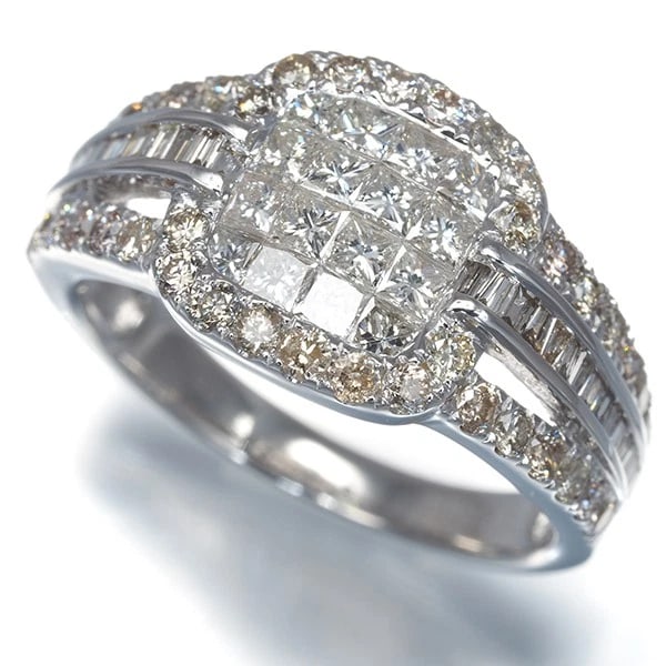 DIAMOND RING 18K 750 WHITE GOLD (1 of 3)