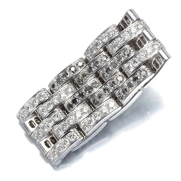 CARTIER RING BLACK & CLEAR DIAMOND MAILLON PANTHERE SAUVAGE (1 of 3)